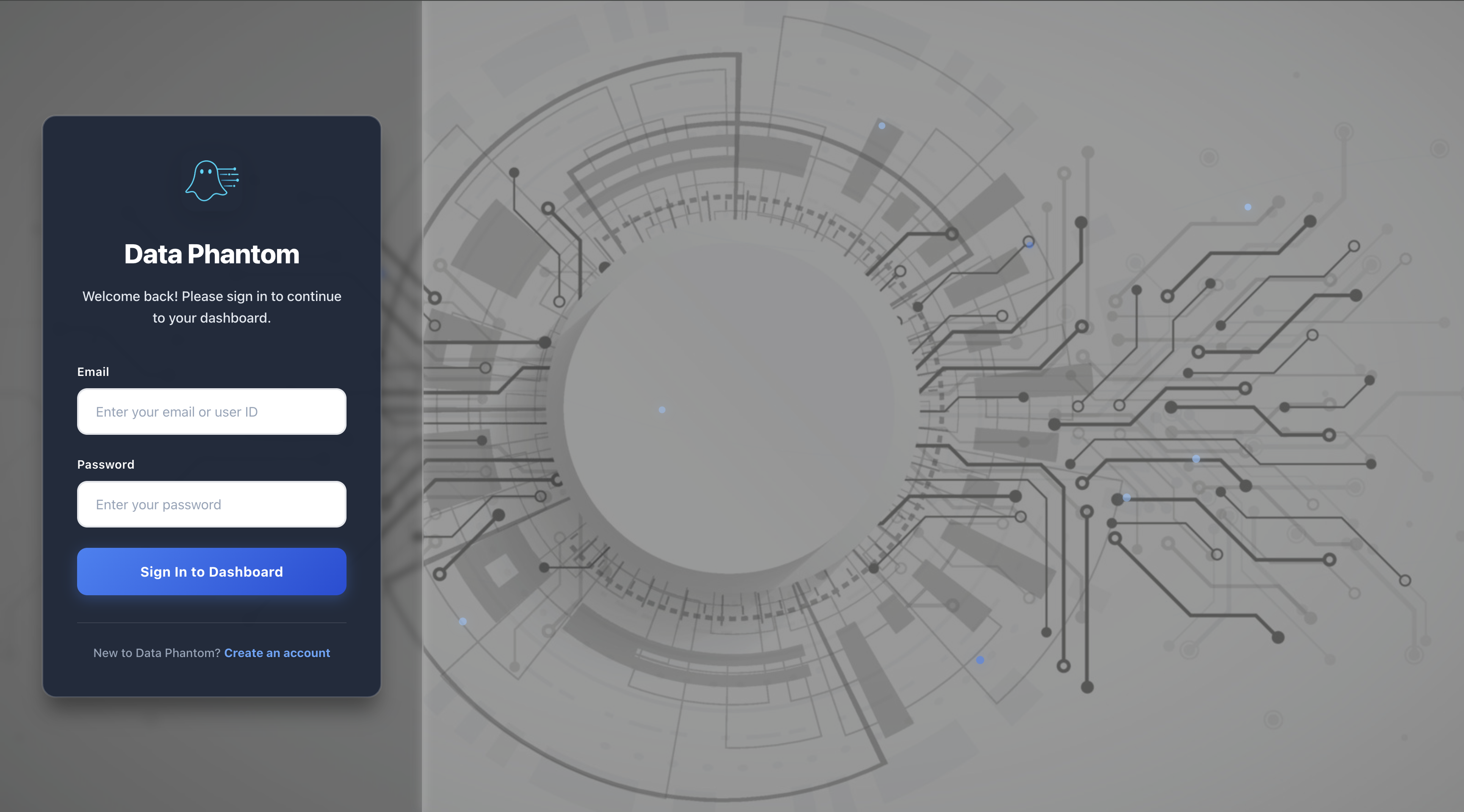 Data Phantom Login Page