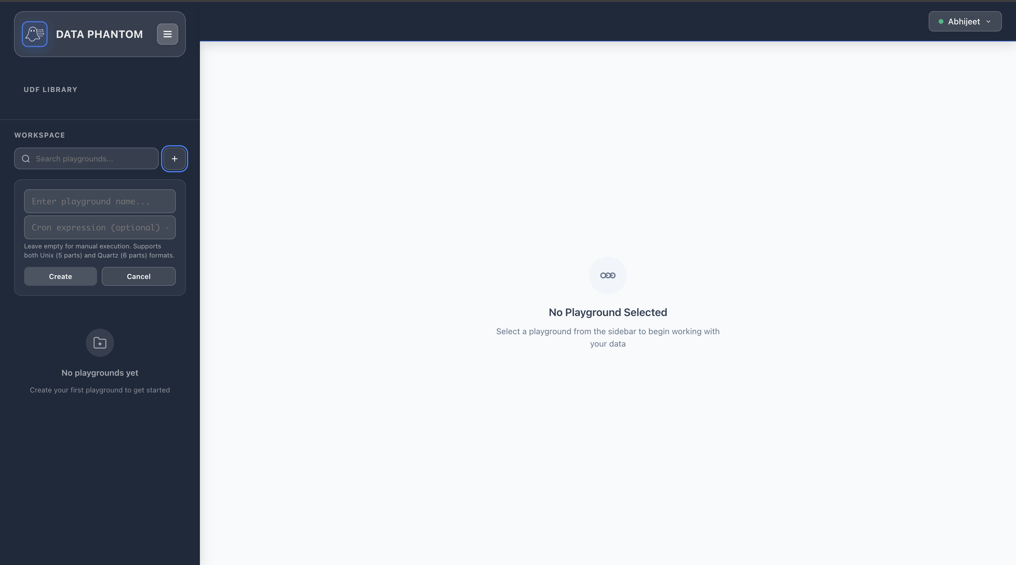 Create Playground Modal